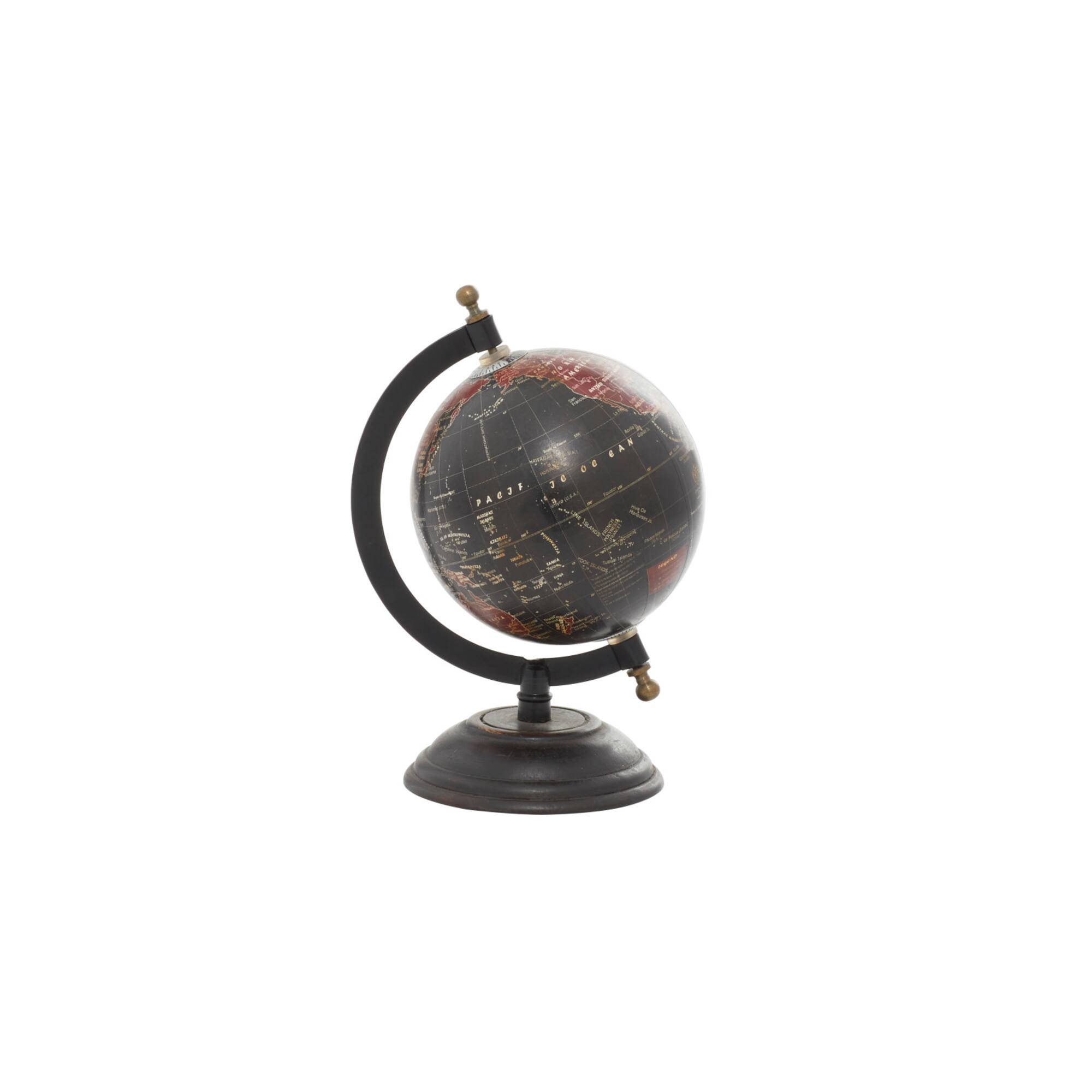 9" Rustic Black Metal, Wood & Plastic Globe